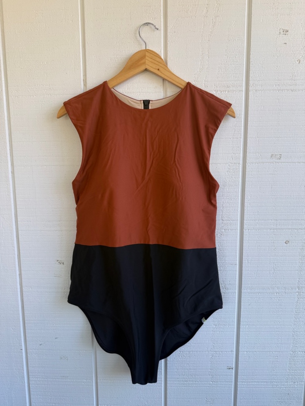 Summersalt The Surf Colorblock Burnt Orange & Black Sleeveless Swimsuit Size 14